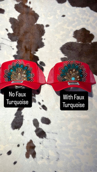 RED FEATHER TRUCKER HAT