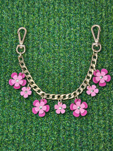 Luxury Leather Flower Bag Chain – Handmade Purse Charm with Solid Brass
