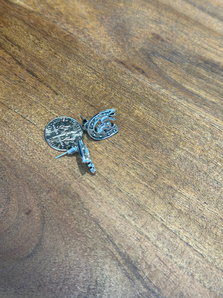 HORSE AND HORSE SHOE FAUX STUD EARRINGS