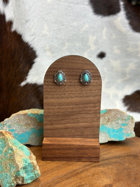 FAUX TURQUOISE STUD EARRINGS