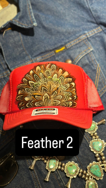 RED FEATHER TRUCKER HAT