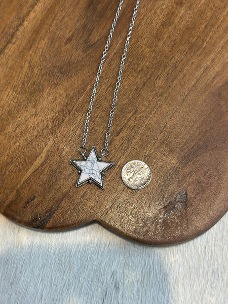 WHITE FAUX STAR NECKLACE