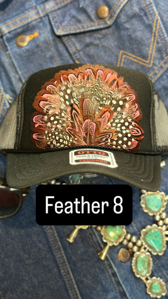 BLACK FEATHER TRUCKER HAT