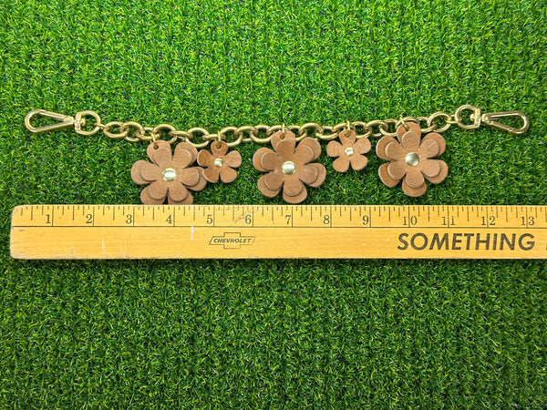 Luxury Floral Bag Chain – Handmade Leather Purse Charm with Solid Brass