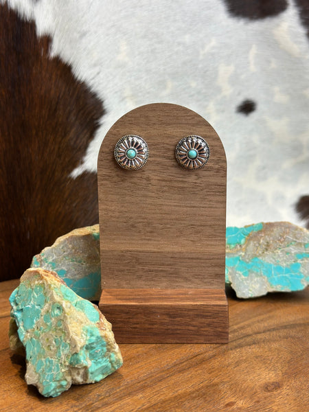 CONCHO FAUX TURQUOISE STUD EARRINGS