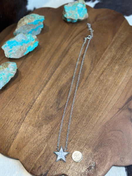 WHITE FAUX STAR NECKLACE