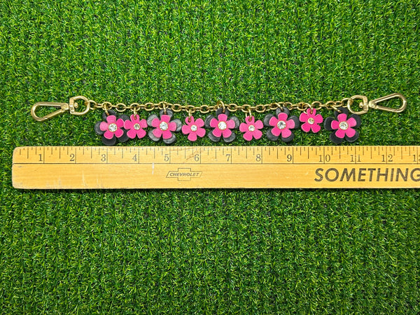 Luxury Floral Bag Chain – Handmade Leather Purse Charm with Solid Brass