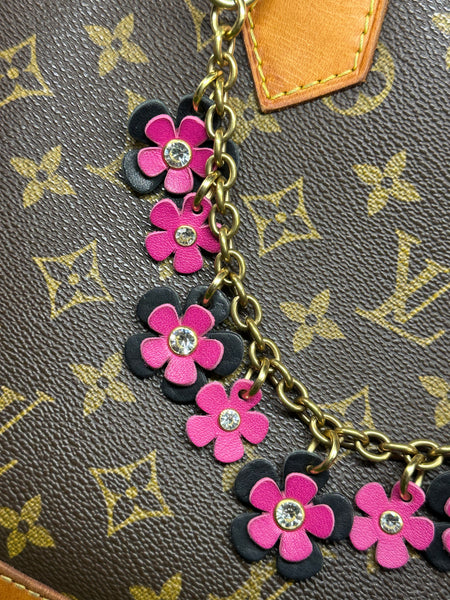 Luxury Floral Bag Chain – Handmade Leather Purse Charm with Solid Brass