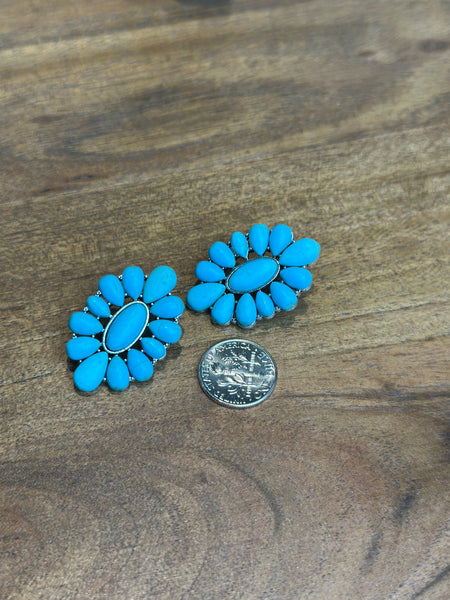 FAUX TURQUOISE STUD EARRINGS