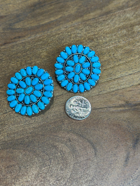 FAUX TURQUOISE STUD EARRINGS