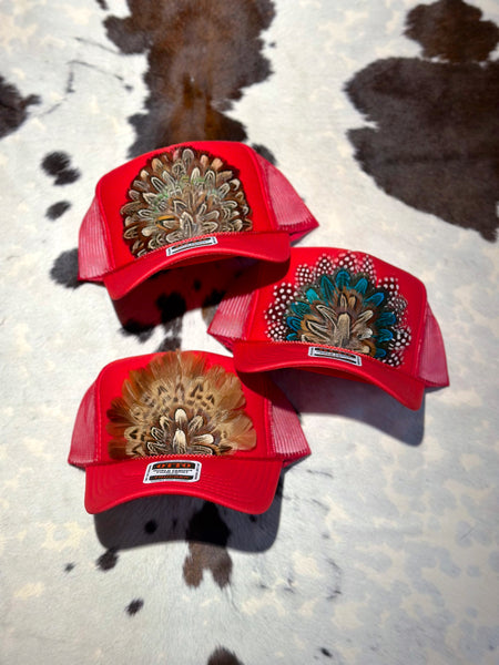 RED FEATHER TRUCKER HAT