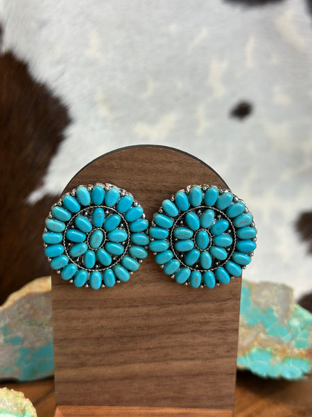 FAUX TURQUOISE STUD EARRINGS