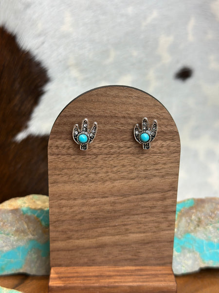 CACTUS FAUX TURQUOISE STUD EARRINGS