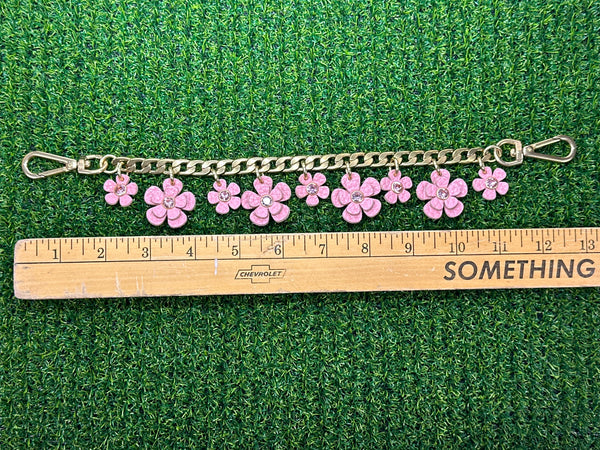 Luxury Floral Bag Chain – Handmade Leather Purse Charm with Solid Brass