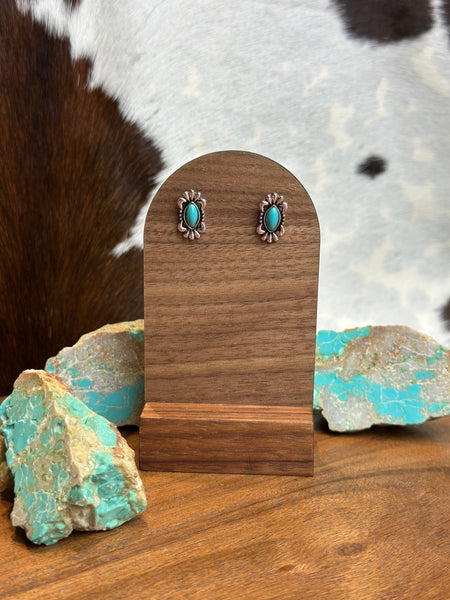 FAUX TURQUOISE STUD EARRINGS