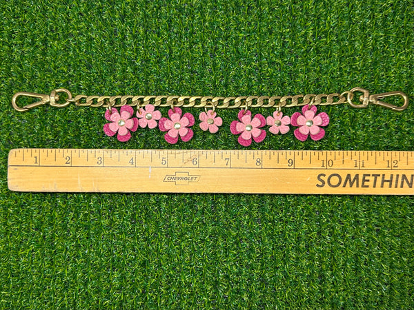 Luxury Leather Flower Bag Chain – Handmade Purse Charm with Solid Brass