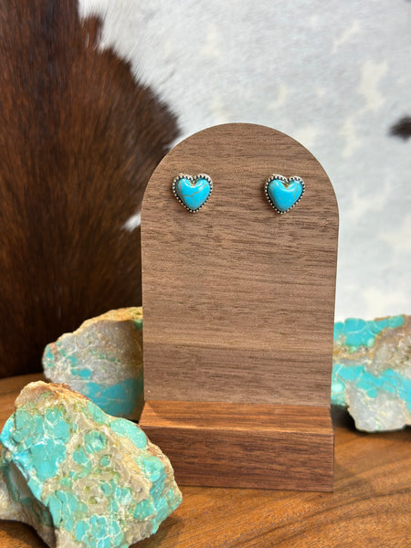 HEART FAUX TURQUOISE STUD EARRINGS