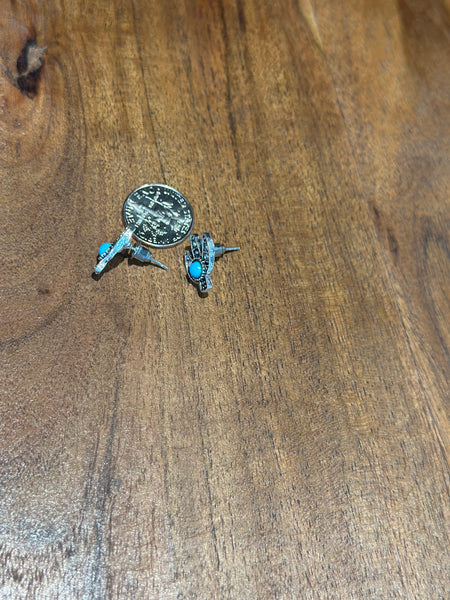 CACTUS FAUX TURQUOISE STUD EARRINGS