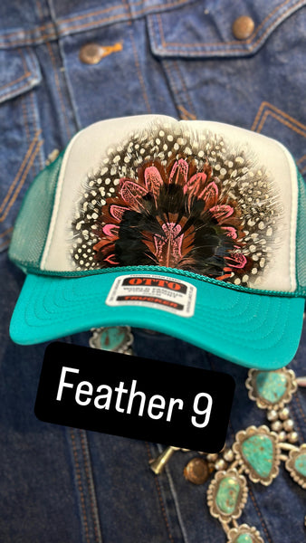 JADE AND WHITE FEATHER TRUCK HAT