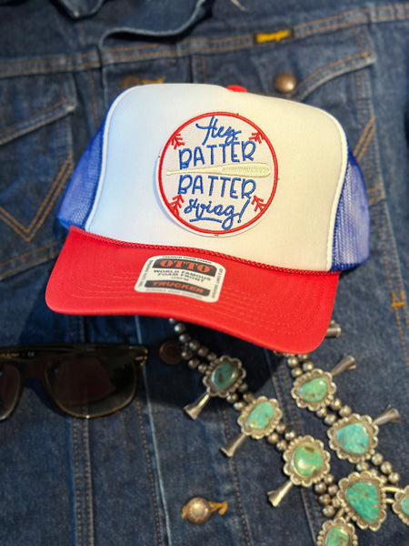 HEY BATTER BATTER SWING TRUCKER HAT