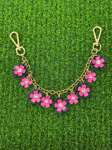 Luxury Floral Bag Chain – Handmade Leather Purse Charm with Solid Brass