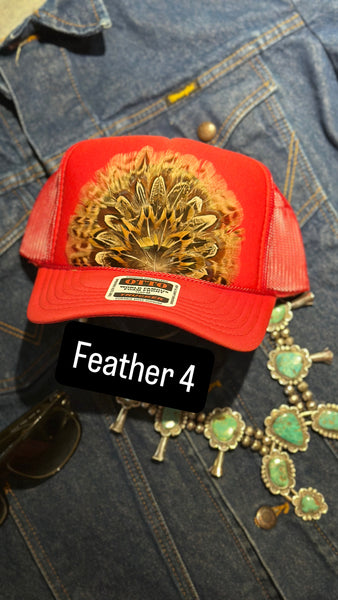 RED FEATHER TRUCKER HAT