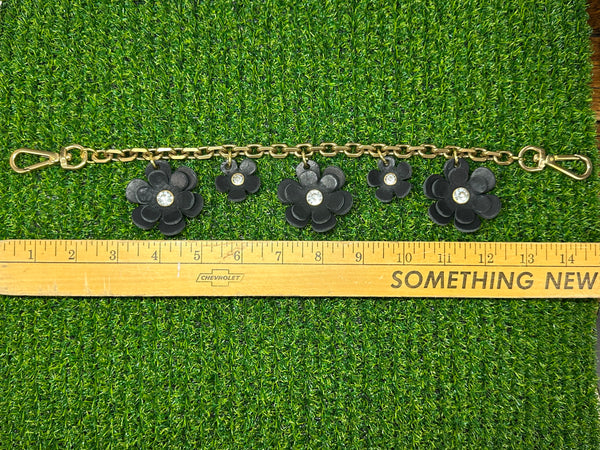 Luxury Leather Flower Bag Chain – Handmade Purse Charm with Solid Brass