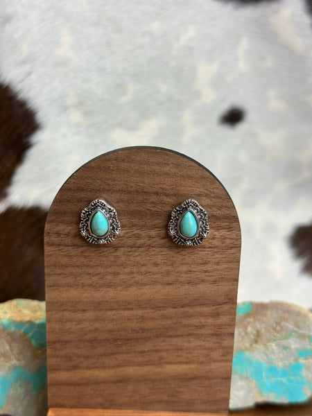 FAUX TURQUOISE STUD EARRINGS