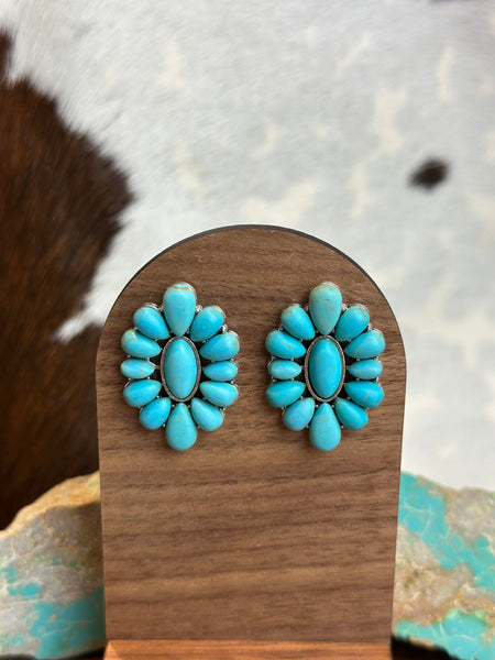 FAUX TURQUOISE STUD EARRINGS