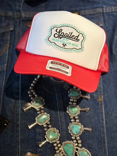 SPOILED BY MY BLUE COLLAR MAN TRUCKER HAT