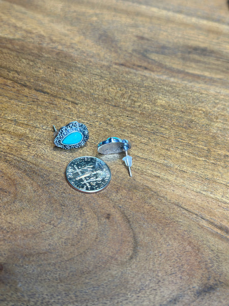 FAUX TURQUOISE STUD EARRINGS