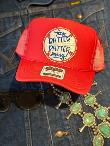 HEY BATTER BATTER SWING TRUCKER HAT