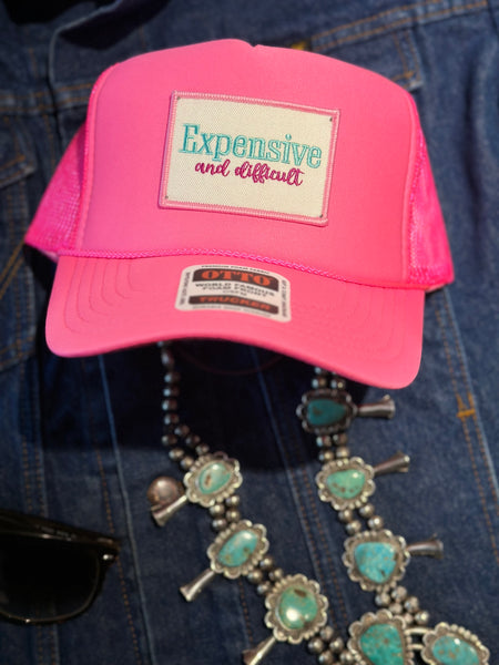 EXPENSIVE AND DIFFICULT TRUCKER HAT