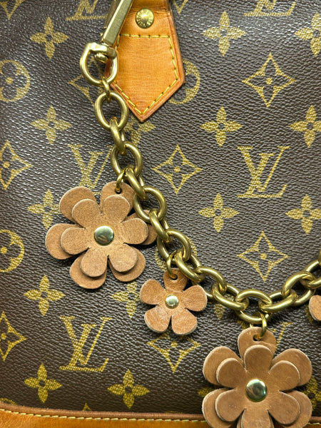 Luxury Floral Bag Chain – Handmade Leather Purse Charm with Solid Brass