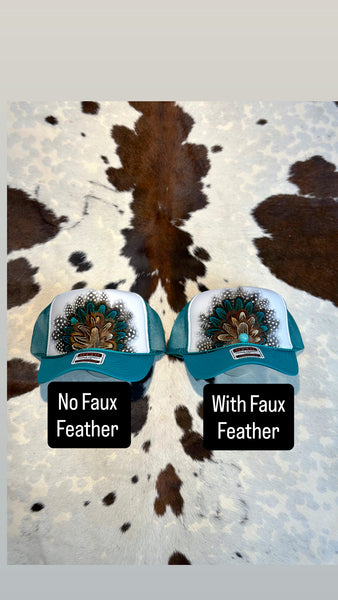 JADE AND WHITE FEATHER TRUCK HAT