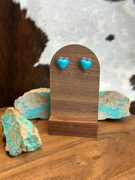 HEART FAUX TURQUOISE STUD EARRINGS