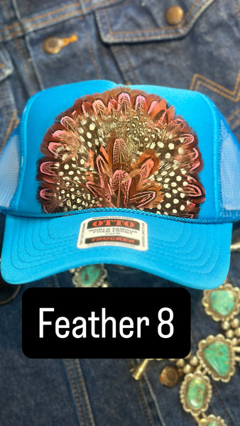 FEATHER TRUCKER HAT BRIGHT BLUE