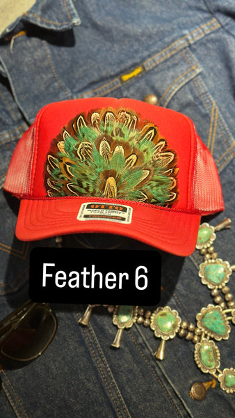 RED FEATHER TRUCKER HAT