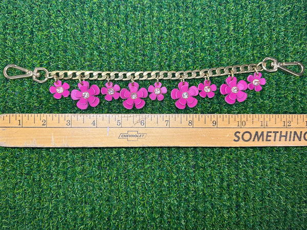 Handmade Leather Bag Jewelry – Brass Chain Floral Purse Charm