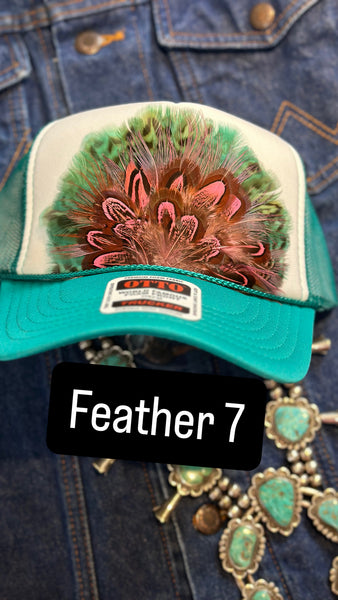 JADE AND WHITE FEATHER TRUCK HAT
