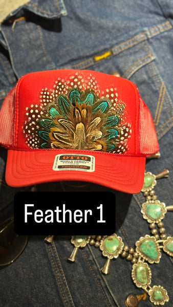 RED FEATHER TRUCKER HAT