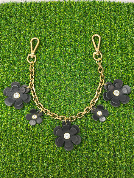 Luxury Leather Flower Bag Chain – Handmade Purse Charm with Solid Brass