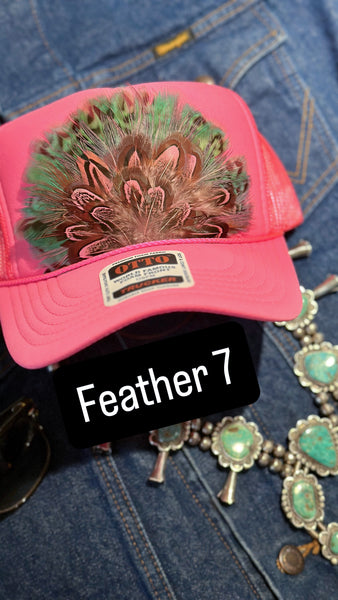 HOT PINK FEATHER TRUCKER HAT