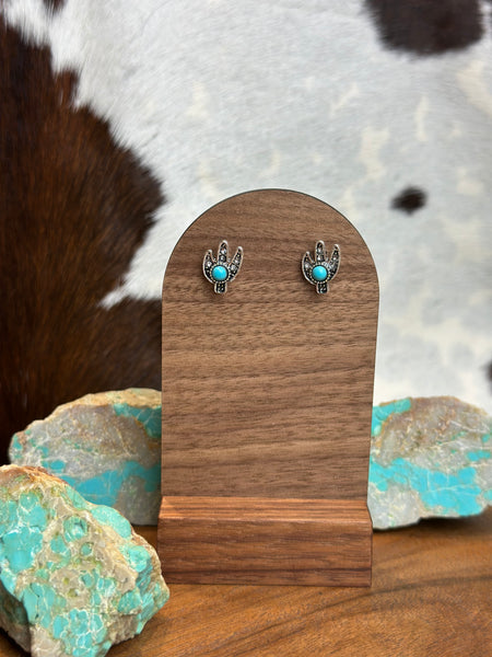 CACTUS FAUX TURQUOISE STUD EARRINGS