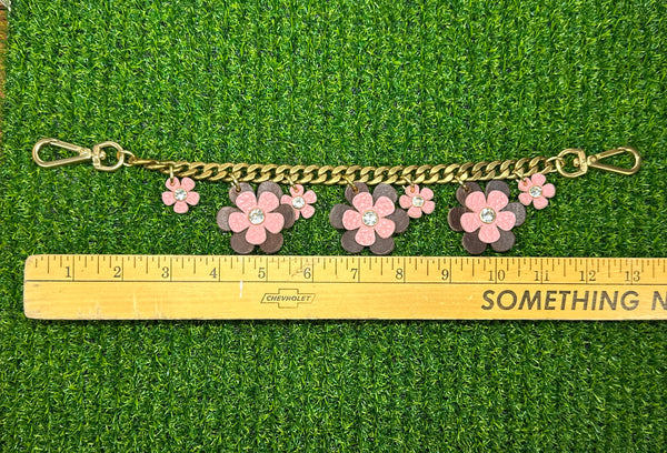 Luxury Floral Bag Chain – Handmade Leather Purse Charm with Solid Brass