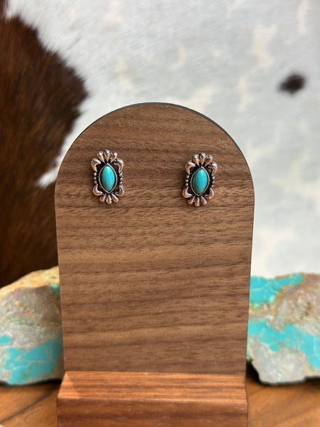 FAUX TURQUOISE STUD EARRINGS